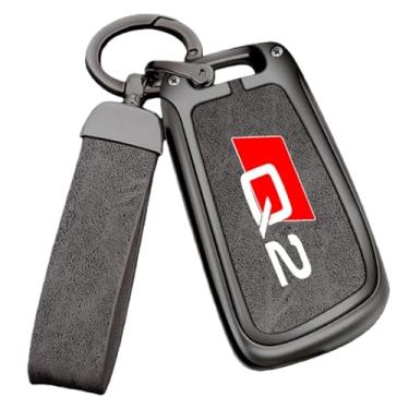 Imagem de Capa de chave de carro estilo liga de zinco compatível com AUDI Q2 SQ2 2016 2019 2020 2022 Protetor de controle remoto chaveiro acessórios automotivos(A-gun grey)