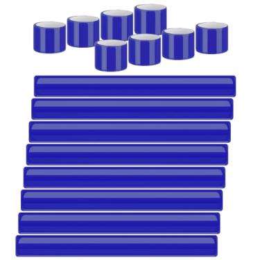 Imagem de Hoemwarm 20 pulseiras refletoras de pressão fluorescentes de alta visibilidade tiras refletoras de segurança para crianças, adultos, meninos e meninas ao ciclismo, corrida, caminhada, corrida, azul