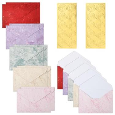 Imagem de BAYTORY Conjunto de envelopes para cartões comemorativos 15 x 15 peças, envelopes de convite estético, envelope dourado A6, para cartões de presente personalizados, casamento, festa de aniversário