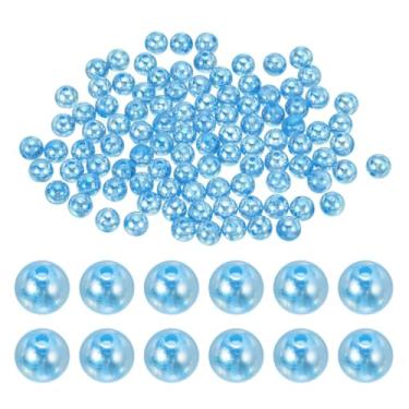 Imagem de Generic Contas redondas de acrílico de 10 mm, 200 peças de contas espaçadoras redondas de cores AB com buracos, contas soltas, para artesanato DIY, brincos, pulseiras, colar, chaveiros, joias, azul