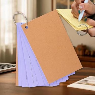 Imagem de 1 fichário de 50 folhas, linha horizontal, livro de notas de folha solta, cartões pequenos de revisão, para blocos de notas de escritório, 12,7 x 7,8 cm (roxo)