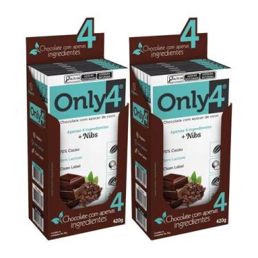 Imagem de Kit Com 2 Caixas Chocolate Vegano 70% Cacau Nibs Only4 70g