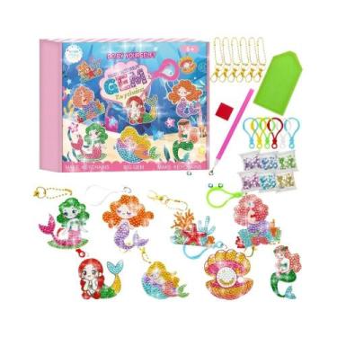 Imagem de Conjunto De Chaveiros De Arte Com Diamantes DIY Para Crianças 8PCS Fei