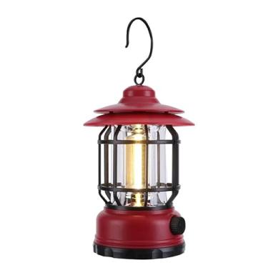 Imagem de Lampião LED Recarregável Portátil | Lanterna de Camping com Ajuste de Brilho, 8h Autonomia e Design Retrô(VERMELHO)