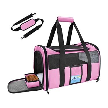 Imagem de Bolsa de Transporte para Animais Estimação com Alça Cinto Zíper Malha Respirável Viagem Plegável Gatos Cães Pequenos Camping Hiking