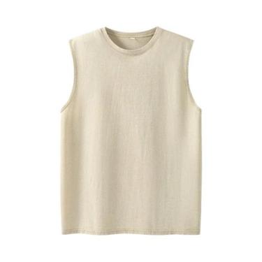 Imagem de Camisetas Regata Masculinas De Algodão Lavado Para Verão, Sem Mangas, 