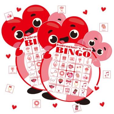 Imagem de YQUQWN Dia dos Namorados, jogo de bingo, tema de coração, 24 jogadores, cartões de bingo, atividades em sala de aula, suprimentos para festa de dia dos namorados, jogos de dia das galentinas, presente