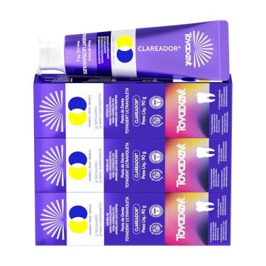 Imagem de TOYADENT Pasta de Dente Roxa Clareadora e Reparadora 90g, Hálito Fresco, Com Flúor, Sabor Rum e Hortelã, Suave e Sem Aditivos, Kit com 3 unidades