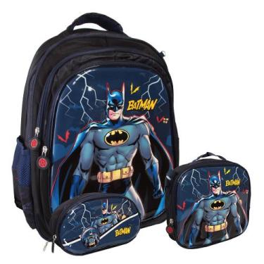 Imagem de Kit Mochila Escolar Menino Alça Costas 3D Desenho Herói - Plike