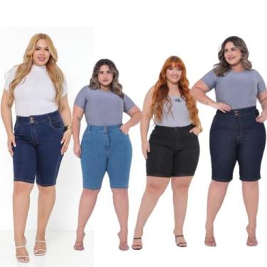 Imagem de Bermuda Short Taiga Jeans Feminino Plus Size Cintura Alta Lycra/Elasta