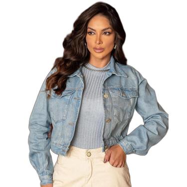 Imagem de JAQUETA JEANS FEMININA CROPPED BÁSICA-Feminino