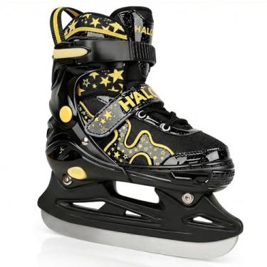 Imagem de HALOSK Patins de gelo para crianças, meninas, meninos com estrela de glitter, patins ajustáveis para iniciantes com fecho triplo de segurança, cores gradientes para jovens de 5 a 16 anos