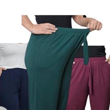 Imagem de Kit 2 Calça Pantacourt Feminina Viscolycra Plus Senhoras - PMQ CONFECÇ