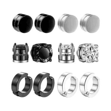 Imagem de Conjunto De Brincos Masculinos Modernos Com Zircônia Redonda, Folha As