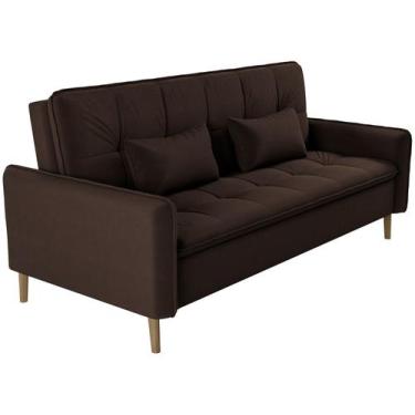Imagem de Sofá-cama Casal 3 Lugares Reclinável Veludo Matrix Donna, Marrom, 3