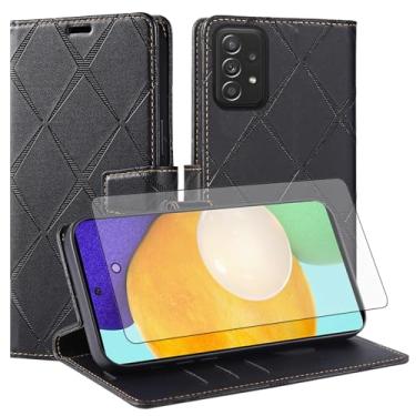 Imagem de Asuwish Capa de telefone para Samsung Galaxy A72 5G/4G Capa carteira com protetor de tela de vidro temperado PU couro sintético flip porta-cartão de crédito slot suporte robusto Folio Cell A 72 G5 72A