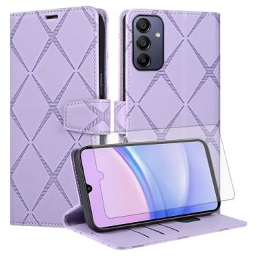 Imagem de Asuwish Capa de telefone para Samsung Galaxy A15 5G/4G Capa carteira com protetor de tela de vidro temperado PU couro sintético flip porta-cartão de crédito slot suporte robusto Folio Cell A 15 G5 15A
