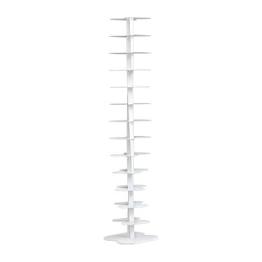 Imagem de Estante giratória para armazenamento de livros, estante de 360 graus, prateleira de armazenamento em espiral, prateleira de armazenamento de metal (branca)