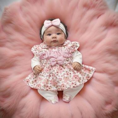 Imagem de Macacão para Bebê Menina Charlote com Vestido Kit 03 Peças - Marias Ba