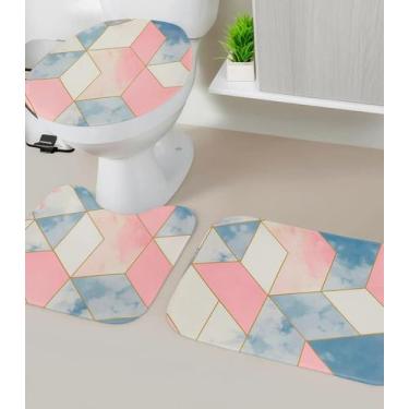 Imagem de Jogo De Banheiro Estampado Tapetes Junior Rosa - Tapetes Júnior, UN, R