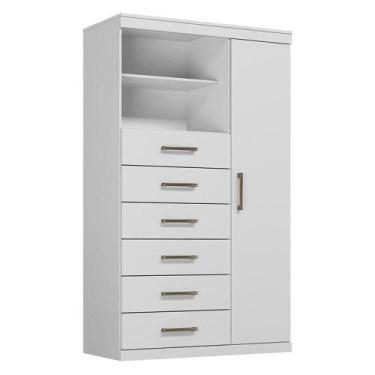 Imagem de Comoda 1 Porta 6 Gavetas Marabá Branco Brilho - Santos Andirá