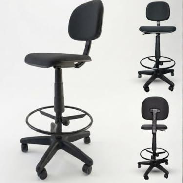 Imagem de Cadeira Caixa Alta Giratória Executiva Portaria Recepção Balcão Supermercado Atendimento Altura Regulável Rodízios