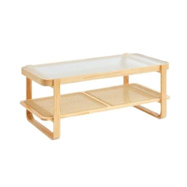 Imagem de Mesa de centro pequena moderna retangular para armazenamento, sala de estar, quarto, uso simples