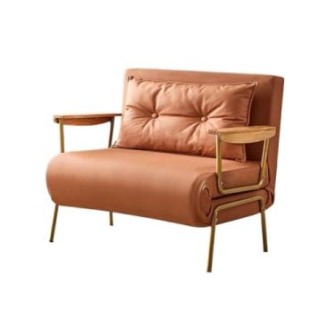 Imagem de Sofá-cama moderno com couro sintético ajustável para uso doméstico, adequado para salas de estar e escritórios (laranja, 100 cm)
