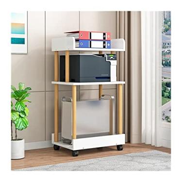 Imagem de Prático suporte móvel de torre de policarbonato de 2/3/4 níveis com armazenamento, prateleira para impressora de chão com rodas giratórias para escritório doméstico (3 camadas)