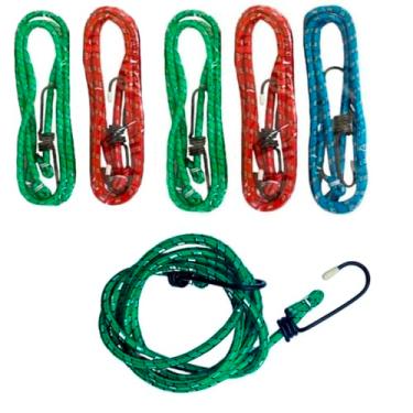 Imagem de Kit com 6 Cordas Elástica Extensor De 92 A 122cm Corda para Bagageiro Carga Moto Bike Bicicleta Caçamba