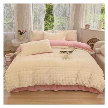 Imagem de Conjunto de roupa de cama macio e quente de veludo apertado, capa de edredom de pelúcia de inverno, conjunto de colcha, conjunto de lençóis, cama de luxo em uma bolsa (solteiro)