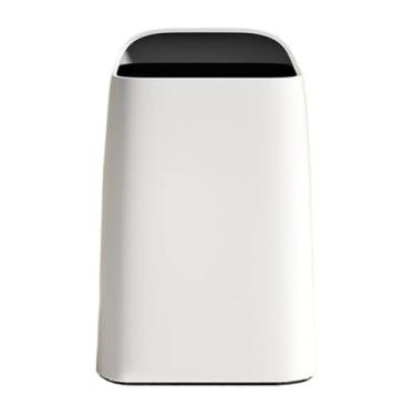 Imagem de KHUTRW3D Cesto de lixo de cozinha moderno de plástico, lata de lixo aberta de 10/18 litros, lata de lixo sem toque com caixa interna removível e alça para lixeira de escritório em casa (branco, 18L)