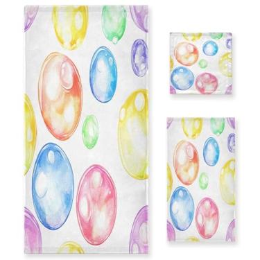Imagem de xigua Conjunto de toalhas de banheiro coloridas em aquarela absorvente macio 3 peças toalha de banho toalha de mão toalhas decorativas para banheiro, academia, hotel, praia, piscina