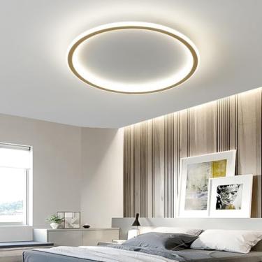 Imagem de Luminárias de teto LED modernas, todas em cobre, com controle remoto e dimerizáveis. Ideais para sala de estar, quarto, cozinha, corredor, lavanderia e varanda. (Cores)