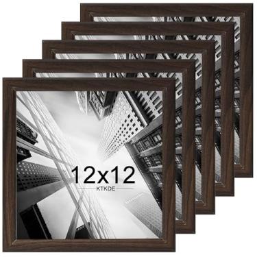 Imagem de KTKDE Conjunto de 5 porta-retratos de 30 x 30,5 cm, madeira de nogueira, para pendurar na parede, melhor moldura quadrada para fotos, pôsteres e impressões de arte