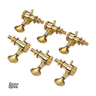 Imagem de 6 Peças de Botões Cabeças Máquina Violão Pinos Afinação Corda Afinadores Trava para Violões Acústicos Elétricos 3L3R com Parafusos Fixação e Ferrules