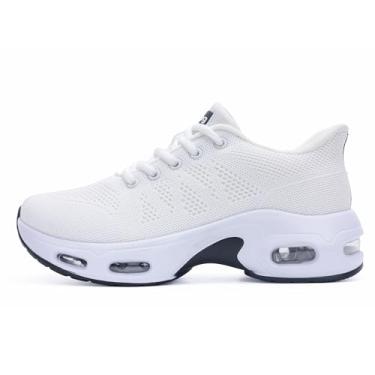 Imagem de Tênis feminino de caminhada sem cadarço, moderno, fácil de usar, Branco/Branco, 37