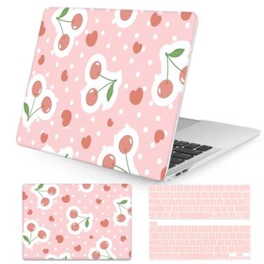 Imagem de Seorsok Compatível com MacBook Pro 13 polegadas capa M2 2023, 2022, 2021-2016, A2338, M1, A2251, A2289, A2159, A1989, A1708, A1706, linda capa rígida de plástico com capa para teclado, cerejas rosa