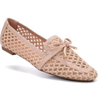 Imagem de Mocassim Feminino Lumiss Material Natural Tela Bico Quadrado Confortável nude40