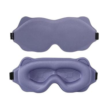 Imagem de Máscara de dormir 3D, cobertura de sombra criativa e macia, bloqueia máscaras de dormir acolchoadas leves e macias, capa respirável para os olhos para mulheres e homens (roxo)