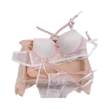 Imagem de Conjunto De Sutiã De Renda Roxa Kawaii Com Coração, Bralette Push Up, 