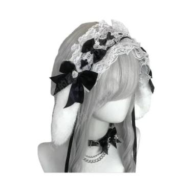 Imagem de Faixa De Cabelo Com Orelhas De Coelho Góticas, Estilo Harajuku Lolita 