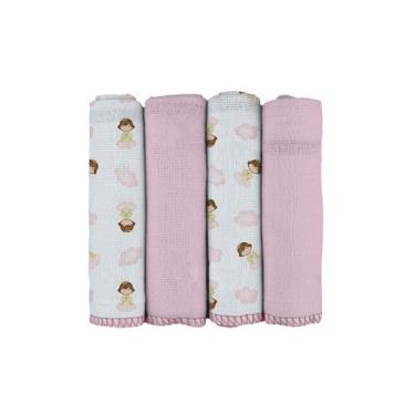 Imagem de Pano de Boca para Bebê 4 Unidades 34 cm x 34 cm Bublim, Feminino 1