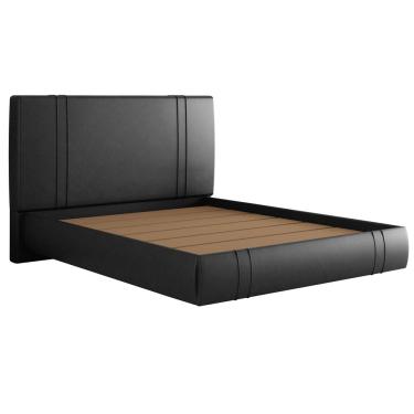 Imagem de Cama Queen Flutuante Com Cabeceira 160cm Astra S04 Couríssimo Preto - Lyam Decor