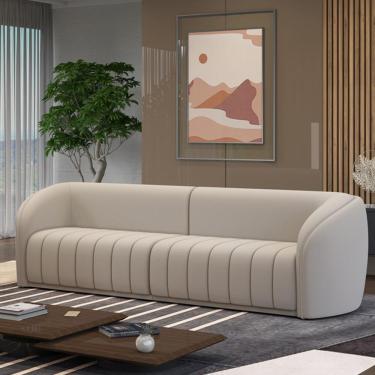 Imagem de Sofá Decorativo Sala de Estar 332cm Adam 4 Lugares Veludo Bege G45 - Gran Belo