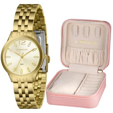 Imagem de Relógio Lince Feminino Ref: Lrgh226l32 C2kx Dourado Estojo Porta Joia