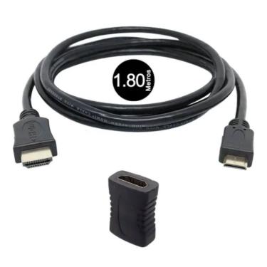 Imagem de Kit 1 Cabo Mini Hdmi Flexivel 1080p Câmera Filmador + Emenda