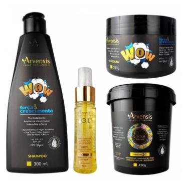 Imagem de Kit Arvensis Shampoo Mascara Wow + Mascara 2x1 + Finalizador Oil Repair Tec Oil Arvensis