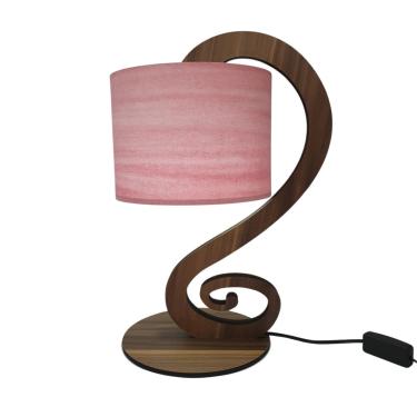 Imagem de Abajur De Mesa Base Marrom E Cúpula Aquarela Vermelho Bivolt