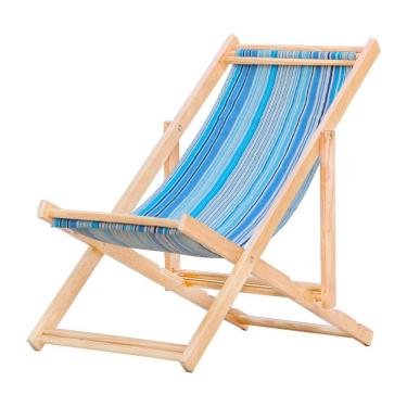 Imagem de Cadeira Espreguiçadeira Preguiçosa Dobrável S-b-listras Azuis